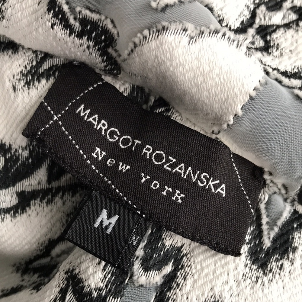 Margot Rozanska Sheer Black and White Leaf Pattern Jacket Top M - Picture 7 of 8